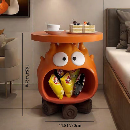 Contemporary Creative Kids Flame-Shaped Resin Side Table 1-Tray For Living Room