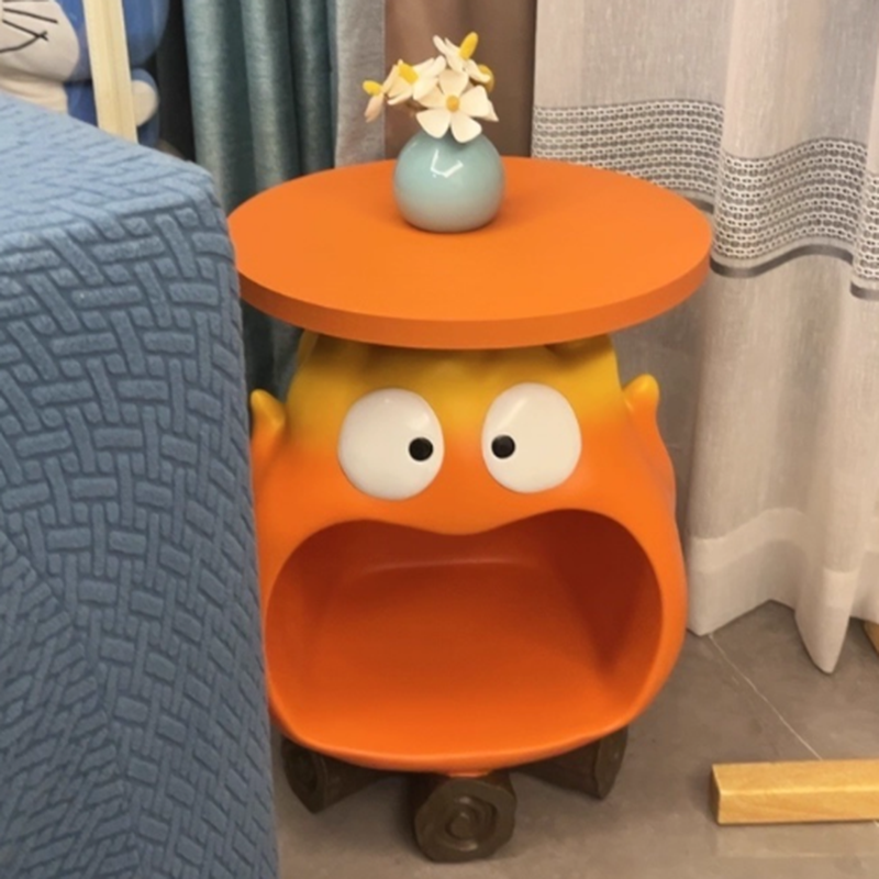 Contemporary Creative Kids Flame-Shaped Resin Side Table 1-Tray For Living Room