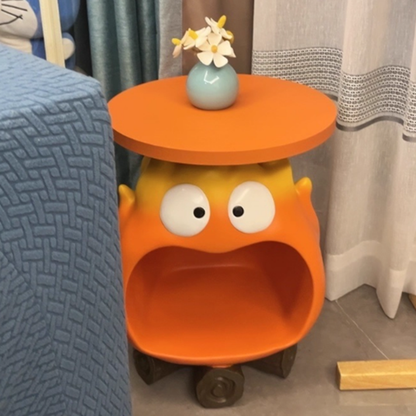 Contemporary Creative Kids Flame-Shaped Resin Side Table 1-Tray For Living Room