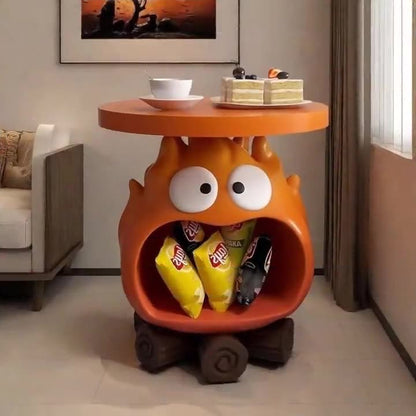 Contemporary Creative Kids Flame-Shaped Resin Side Table 1-Tray For Living Room