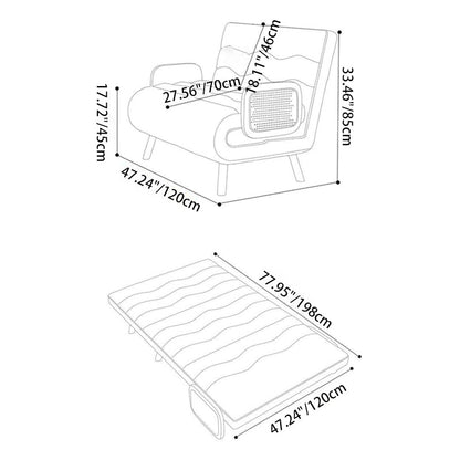Contemporary Nordic Wood & Fabric Rectangular Sofa Bed With Foldable Function For Living Room And Bedroom