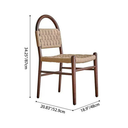 Traditional French Wooden & Rope Square Dining Chair With Woven Design For Dining Room & Living Room
