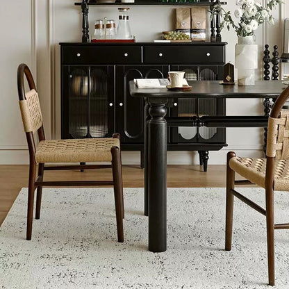 Traditional French Wooden & Rope Square Dining Chair With Woven Design For Dining Room & Living Room