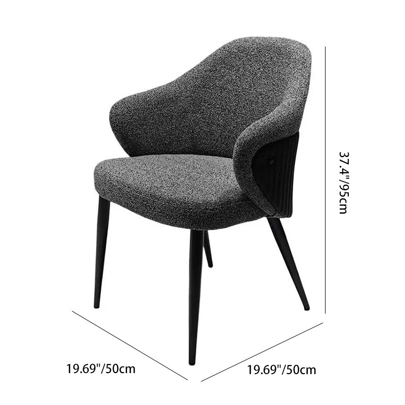 Modern Minimalist Fabric & Metal Curved-Back Dining Chair With Ergonomic Design For Dining Room & Living Room