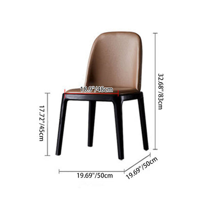 Modern Minimalist Wood & Microfiber Leather Square Curved Dining Chair With Moisture-Resistant Design For Dining Room & Living Room