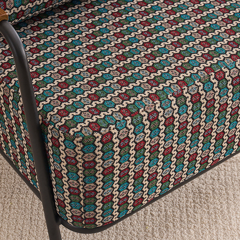 Contemporary Creative Cotton Linen & Carbon Steel Square Accent Chair With Ergonomic Design For Living Room & Bedroom