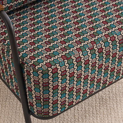 Contemporary Creative Cotton Linen & Carbon Steel Square Accent Chair With Ergonomic Design For Living Room & Bedroom