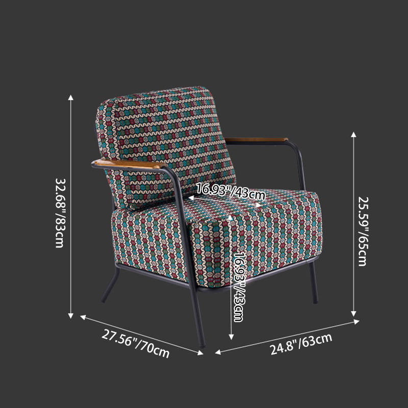 Contemporary Creative Cotton Linen & Carbon Steel Square Accent Chair With Ergonomic Design For Living Room & Bedroom