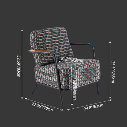 Contemporary Creative Cotton Linen & Carbon Steel Square Accent Chair With Ergonomic Design For Living Room & Bedroom