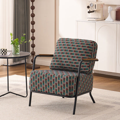 Contemporary Creative Cotton Linen & Carbon Steel Square Accent Chair With Ergonomic Design For Living Room & Bedroom
