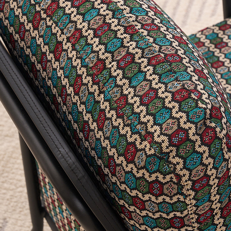 Contemporary Creative Cotton Linen & Carbon Steel Square Accent Chair With Ergonomic Design For Living Room & Bedroom