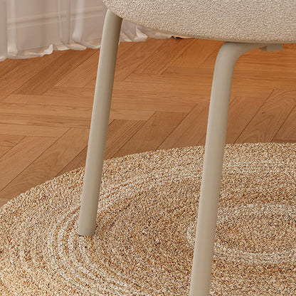 Contemporary Nordic Lambswool & Carbon Steel Cat-Paw Back Round Seat Vanity Stool For Bedroom & Living Room