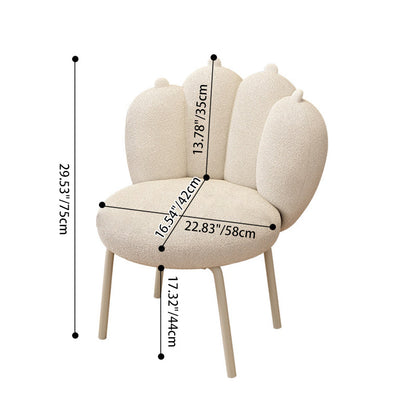 Contemporary Nordic Lambswool & Carbon Steel Cat-Paw Back Round Seat Vanity Stool For Bedroom & Living Room