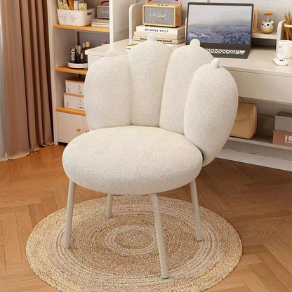 Contemporary Nordic Lambswool & Carbon Steel Cat-Paw Back Round Seat Vanity Stool For Bedroom & Living Room