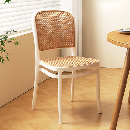 Traditional Vintage Plastic Woven-Style Trapezoid Dining Chair For Dining Room & Living Room