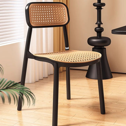 Traditional Vintage Plastic Woven-Style Trapezoid Dining Chair For Dining Room & Living Room