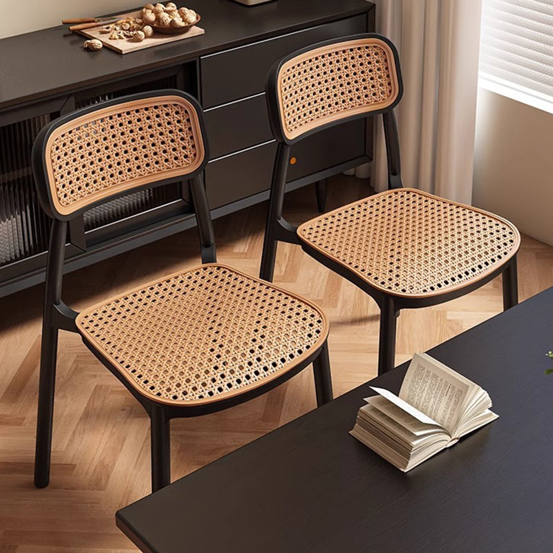Traditional Vintage Plastic Woven-Style Trapezoid Dining Chair For Dining Room & Living Room
