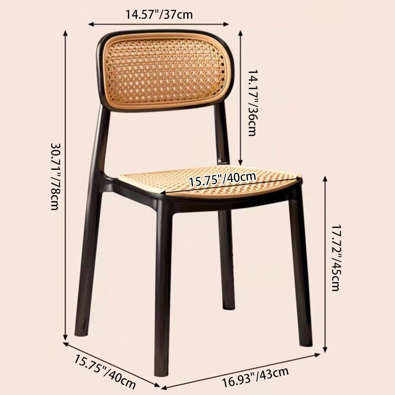 Traditional Vintage Plastic Woven-Style Trapezoid Dining Chair For Dining Room & Living Room
