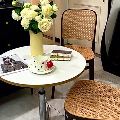 Traditional Vintage Plastic Woven-Style Trapezoid Dining Chair For Dining Room & Living Room