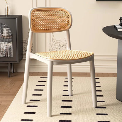 Traditional Vintage Plastic Woven-Style Trapezoid Dining Chair For Dining Room & Living Room