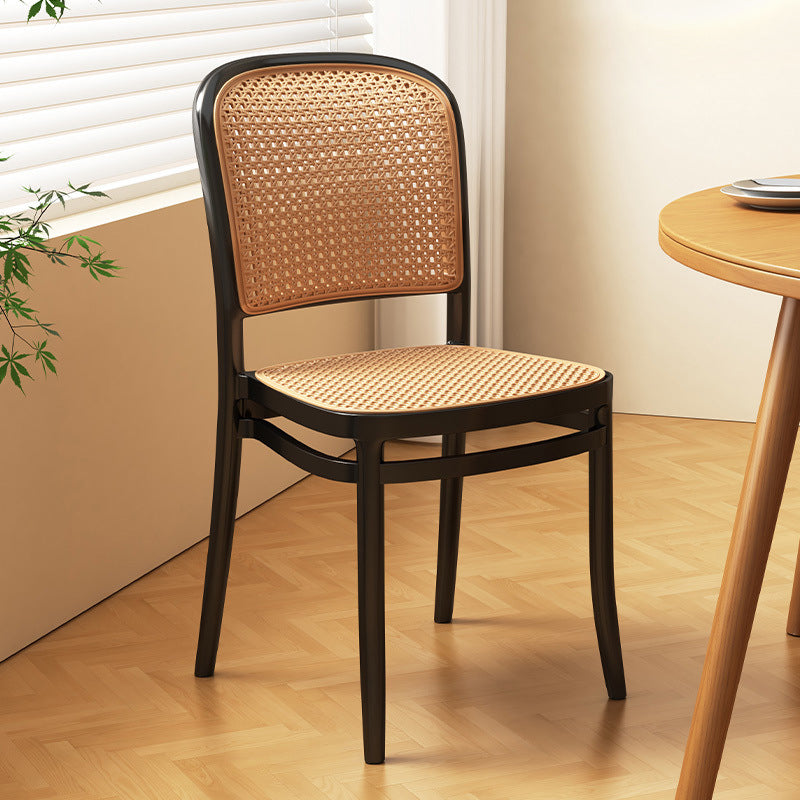 Traditional Vintage Plastic Woven-Style Trapezoid Dining Chair For Dining Room & Living Room