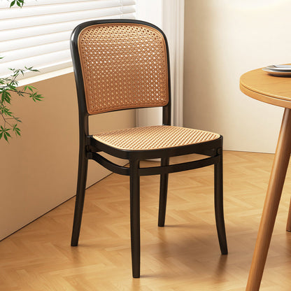 Traditional Vintage Plastic Woven-Style Trapezoid Dining Chair For Dining Room & Living Room