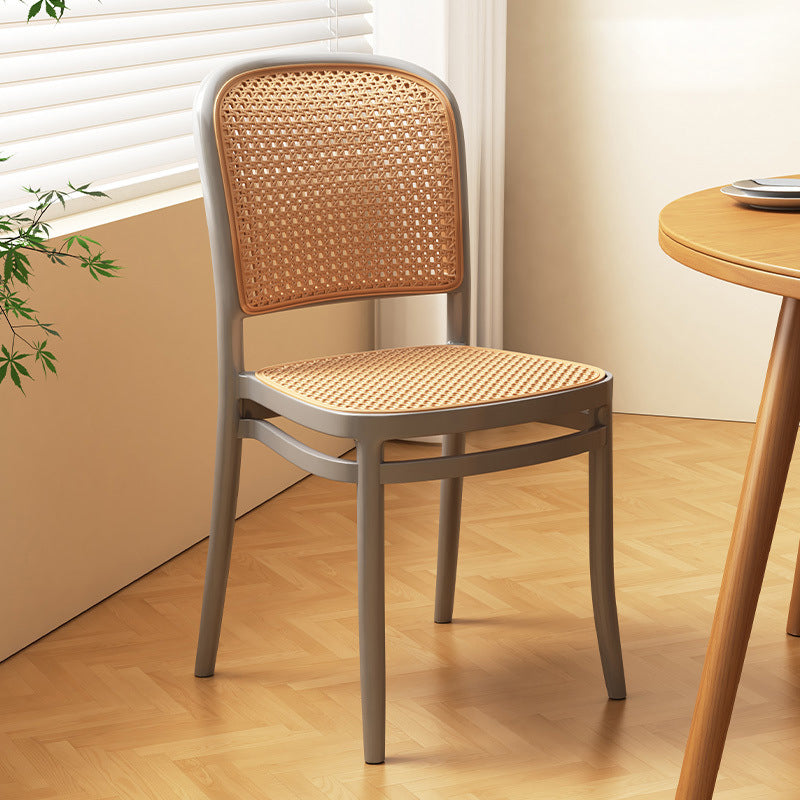 Traditional Vintage Plastic Woven-Style Trapezoid Dining Chair For Dining Room & Living Room