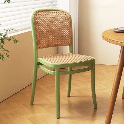 Traditional Vintage Plastic Woven-Style Trapezoid Dining Chair For Dining Room & Living Room