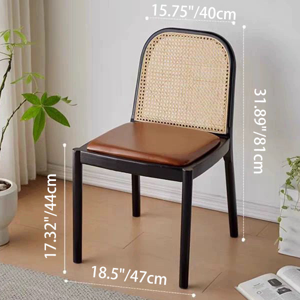 Contemporary Nordic Wood Leather Square Dining Chair For Dining Room And Living Room