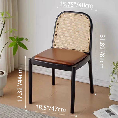 Contemporary Nordic Wood Leather Square Dining Chair For Dining Room And Living Room