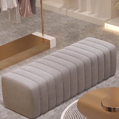 Contemporary Nordic Wood And Velvet Rectangular Bench Chair For Entryway Bedroom Living Room