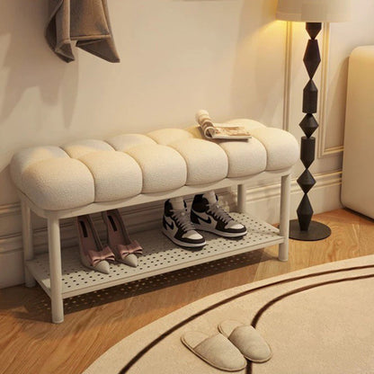 Contemporary Nordic Lambswool Iron Rectangular Bench For Entryway, Bedroom & Living Room