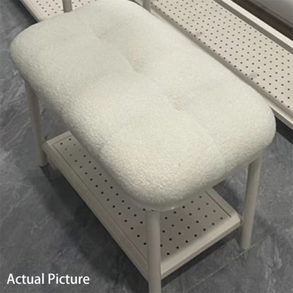 Contemporary Nordic Lambswool Iron Rectangular Bench For Entryway, Bedroom & Living Room
