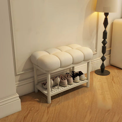 Contemporary Nordic Lambswool Iron Rectangular Bench For Entryway, Bedroom & Living Room