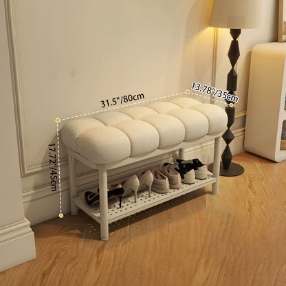 Contemporary Nordic Lambswool Iron Rectangular Bench For Entryway, Bedroom & Living Room