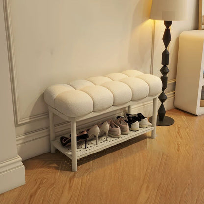 Contemporary Nordic Lambswool Iron Rectangular Bench For Entryway, Bedroom & Living Room