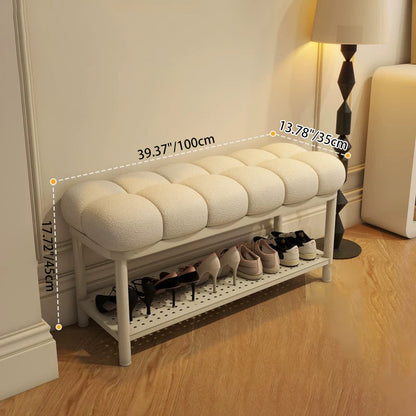 Contemporary Nordic Lambswool Iron Rectangular Bench For Entryway, Bedroom & Living Room