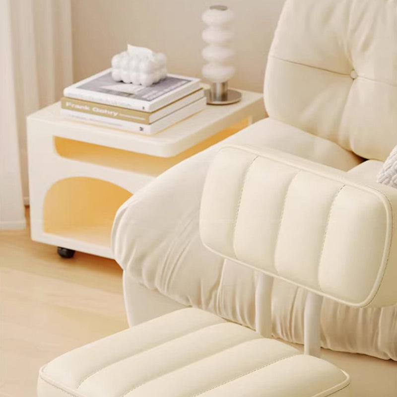 Modern Minimalist PU Leather & Metal Square Low Stool Rotatable & Mobile Seating For Bedroom & Living Room