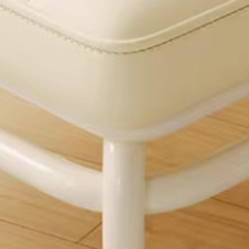 Modern Minimalist PU Leather & Metal Square Low Stool Rotatable & Mobile Seating For Bedroom & Living Room