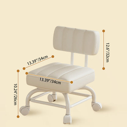 Modern Minimalist PU Leather & Metal Square Low Stool Rotatable & Mobile Seating For Bedroom & Living Room