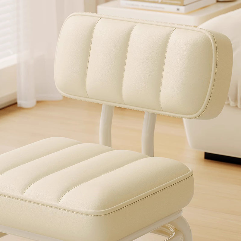 Modern Minimalist PU Leather & Metal Square Low Stool Rotatable & Mobile Seating For Bedroom & Living Room
