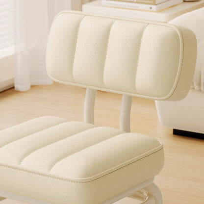 Modern Minimalist PU Leather & Metal Square Low Stool Rotatable & Mobile Seating For Bedroom & Living Room