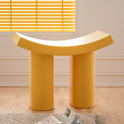 Contemporary Nordic Plastic Curved Cylinder Low Stool For Entryway, Bedroom, Living Room