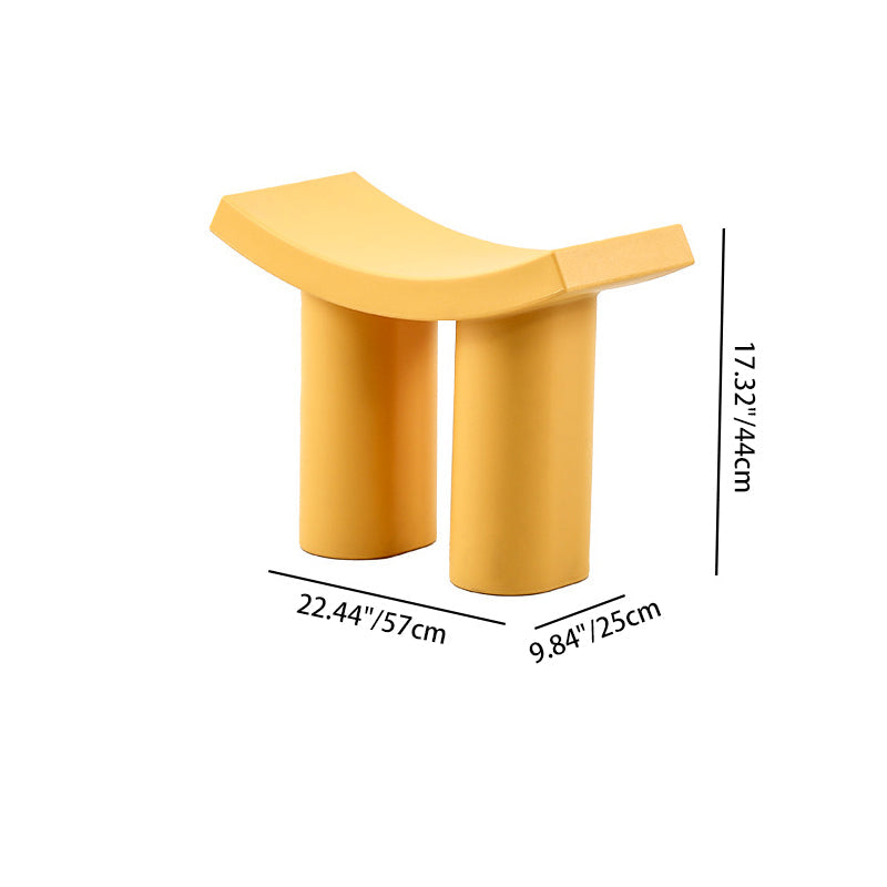 Contemporary Nordic Plastic Curved Cylinder Low Stool For Entryway, Bedroom, Living Room