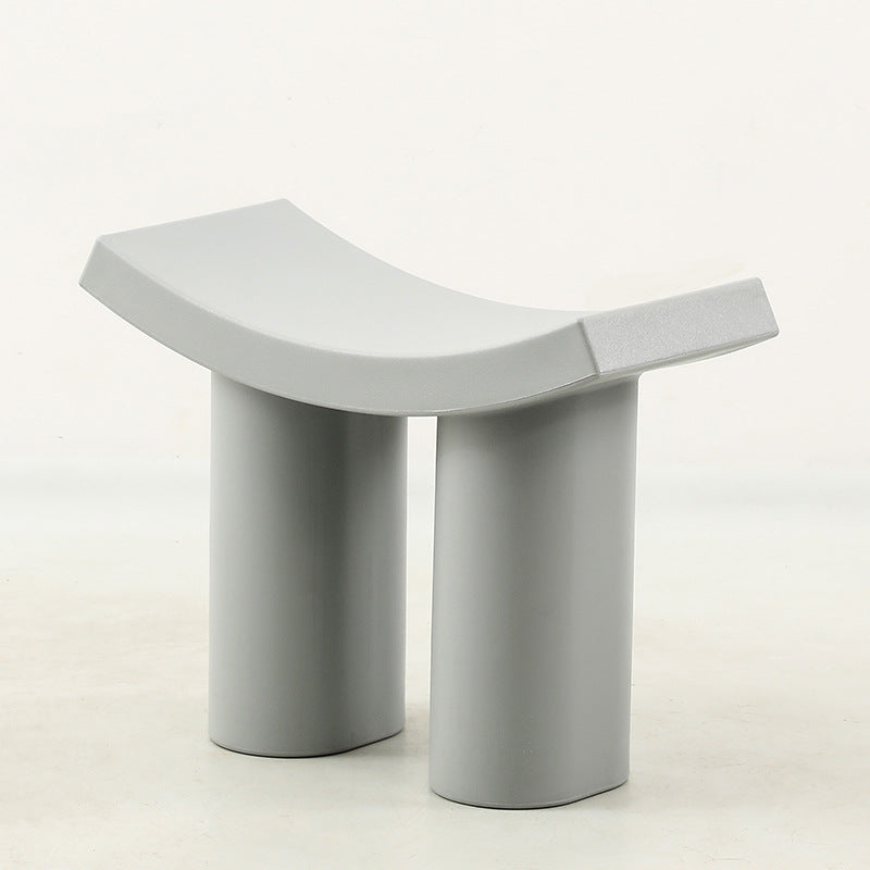 Contemporary Nordic Plastic Curved Cylinder Low Stool For Entryway, Bedroom, Living Room