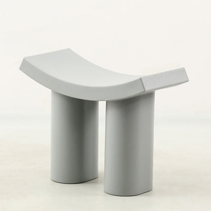 Contemporary Nordic Plastic Curved Cylinder Low Stool For Entryway, Bedroom, Living Room