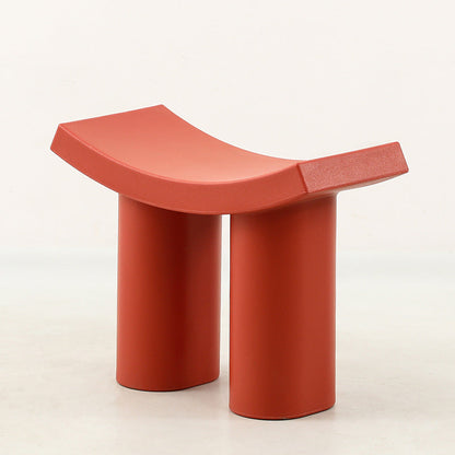 Contemporary Nordic Plastic Curved Cylinder Low Stool For Entryway, Bedroom, Living Room
