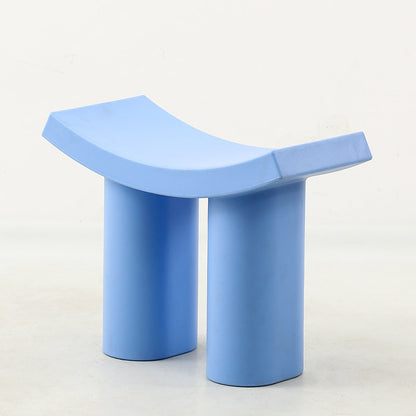 Contemporary Nordic Plastic Curved Cylinder Low Stool For Entryway, Bedroom, Living Room