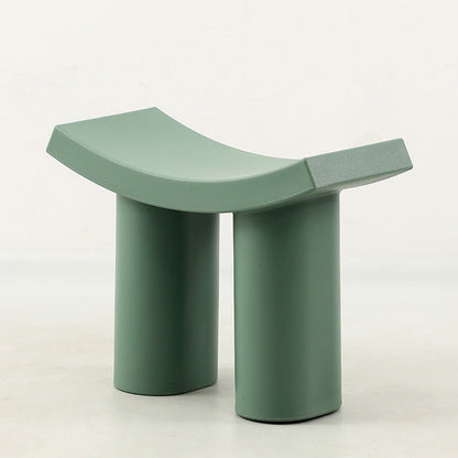 Contemporary Nordic Plastic Curved Cylinder Low Stool For Entryway, Bedroom, Living Room