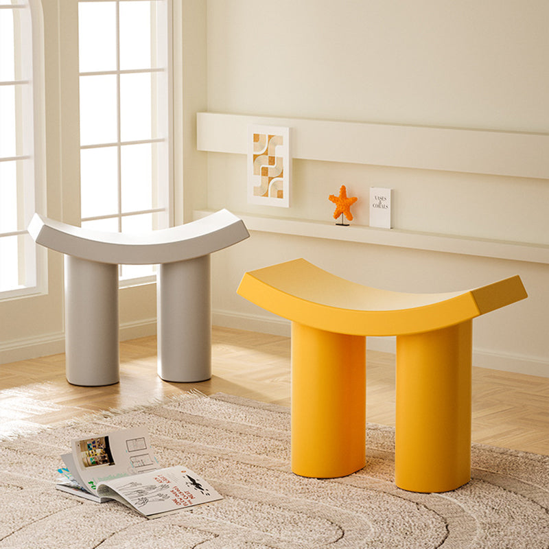 Contemporary Nordic Plastic Curved Cylinder Low Stool For Entryway, Bedroom, Living Room